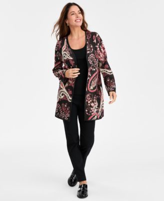 Women's Paisley Shine Jacquard Cardigan, Macy's Exclusive