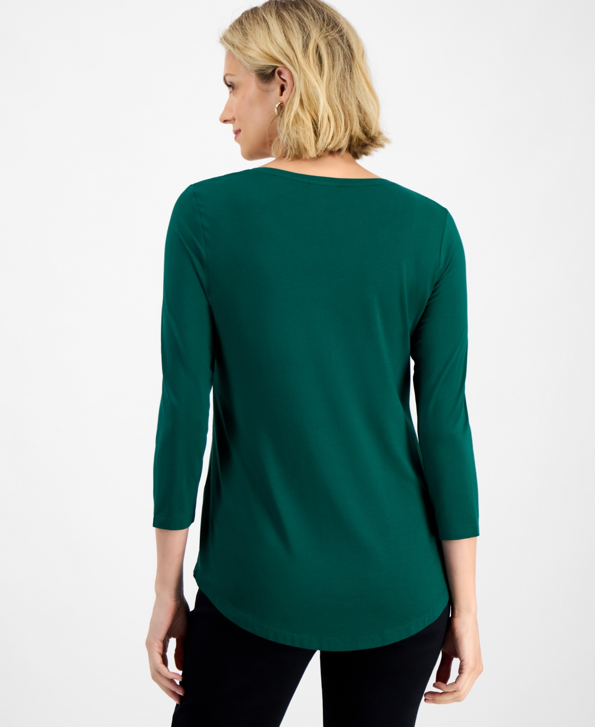 Jm Collection Women's 3/4-Sleeve Scoop Neck Top