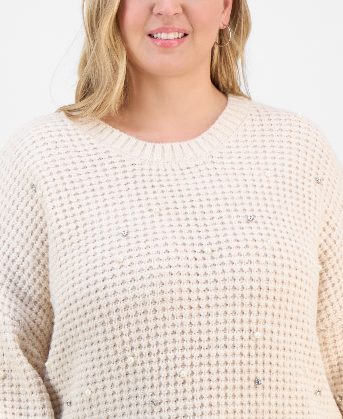 And Now This Trendy Plus Embellished Crewneck Pullover Sweater, Macy's Exclusive