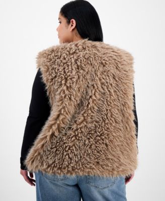 Trendy Plus Shaggy Faux-Fur V-Neck Vest, Macy's Exclusive