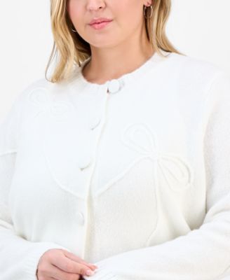 Trendy Plus Size Bow Soutache Cardigan, Macy's Exclusive
