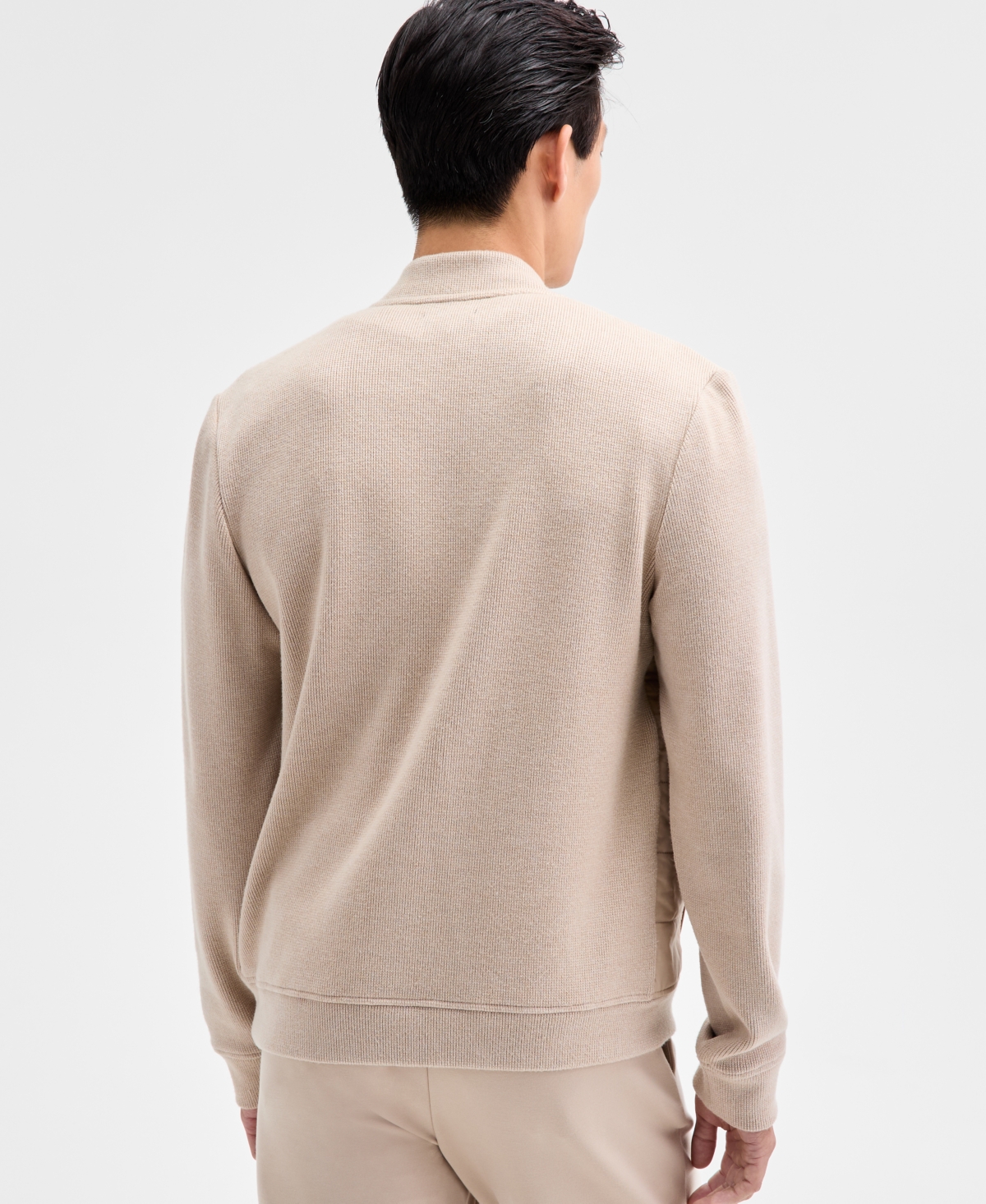 Alfani Men's Long Sleeve Mixed Media Jacket, Macy's Exclusive In Neutral