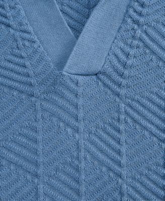 Men's Johnny-Collar Ribbed Geo Polo Shirt