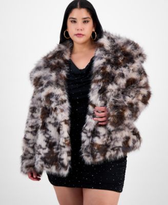 Bar III - Trendy Plus Printed Faux-Fur Coat