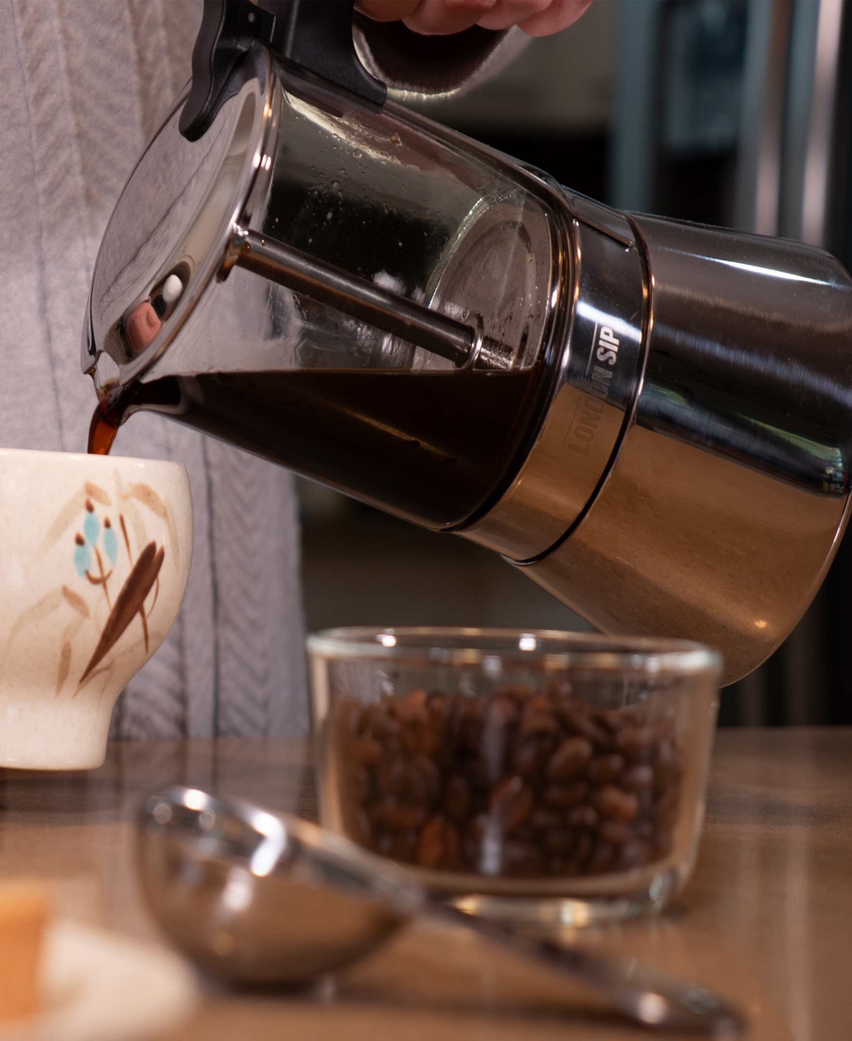 London Sip Stainless Steel 6-cup Espresso Maker In Silver