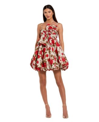 mac duggal strapless a-line bow mini dress Mac Duggal - Green Strapless Faille Mini Dress with 3D Flower