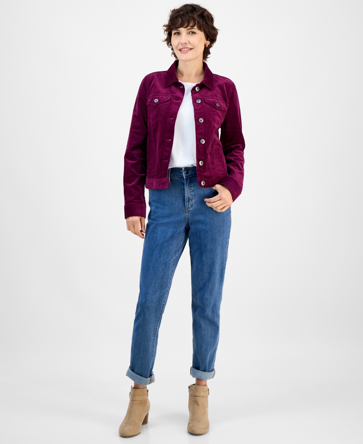 Style & Co Women's Classic Denim Jacket, Created For Macy's In Animal Print