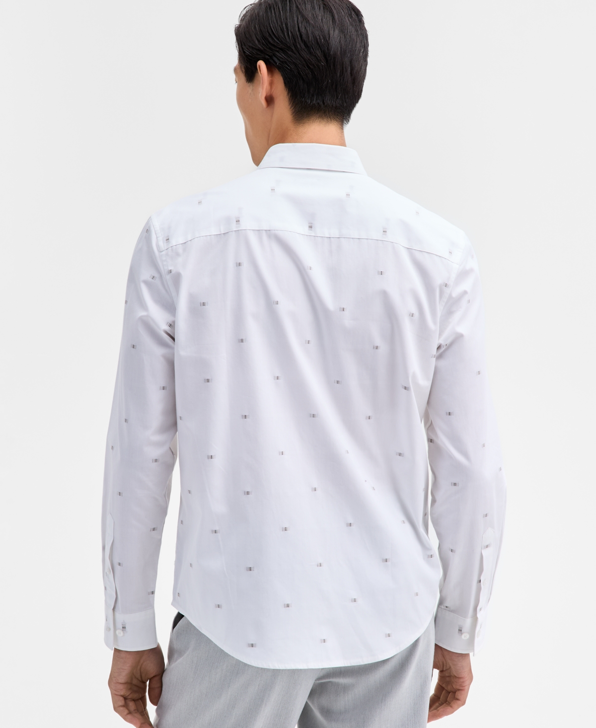 Alfani Men's Long Sleeve Dobby Geo Print Button-Front Shirt, Macy's Exclusive