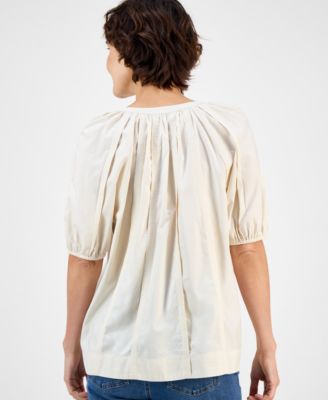 Petite Gathered Puff-Sleeve Top, Macy's Exclusive