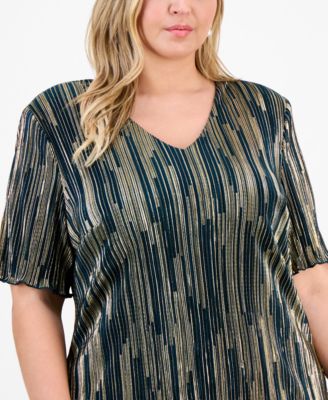 Plus Size V-Neck Asymmetric Tiered Sheath Dress