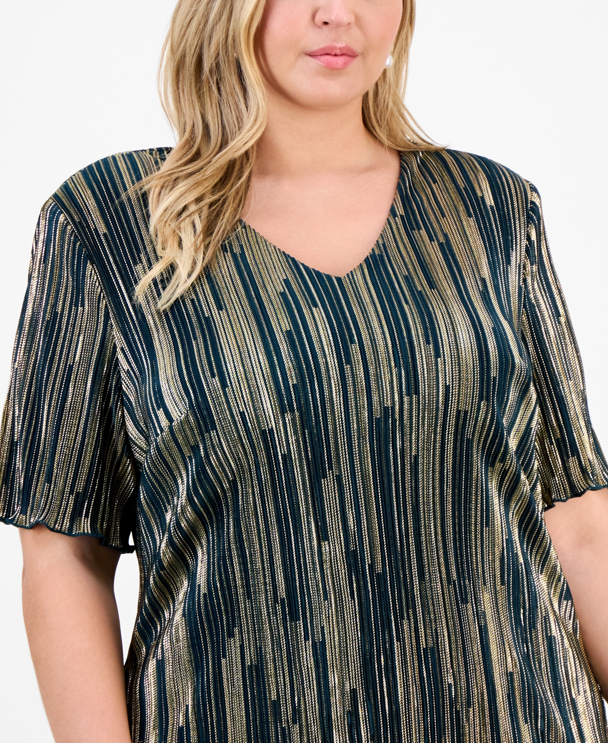 Connected Plus V-Neck Asymmetric Tiered Sheath Dress