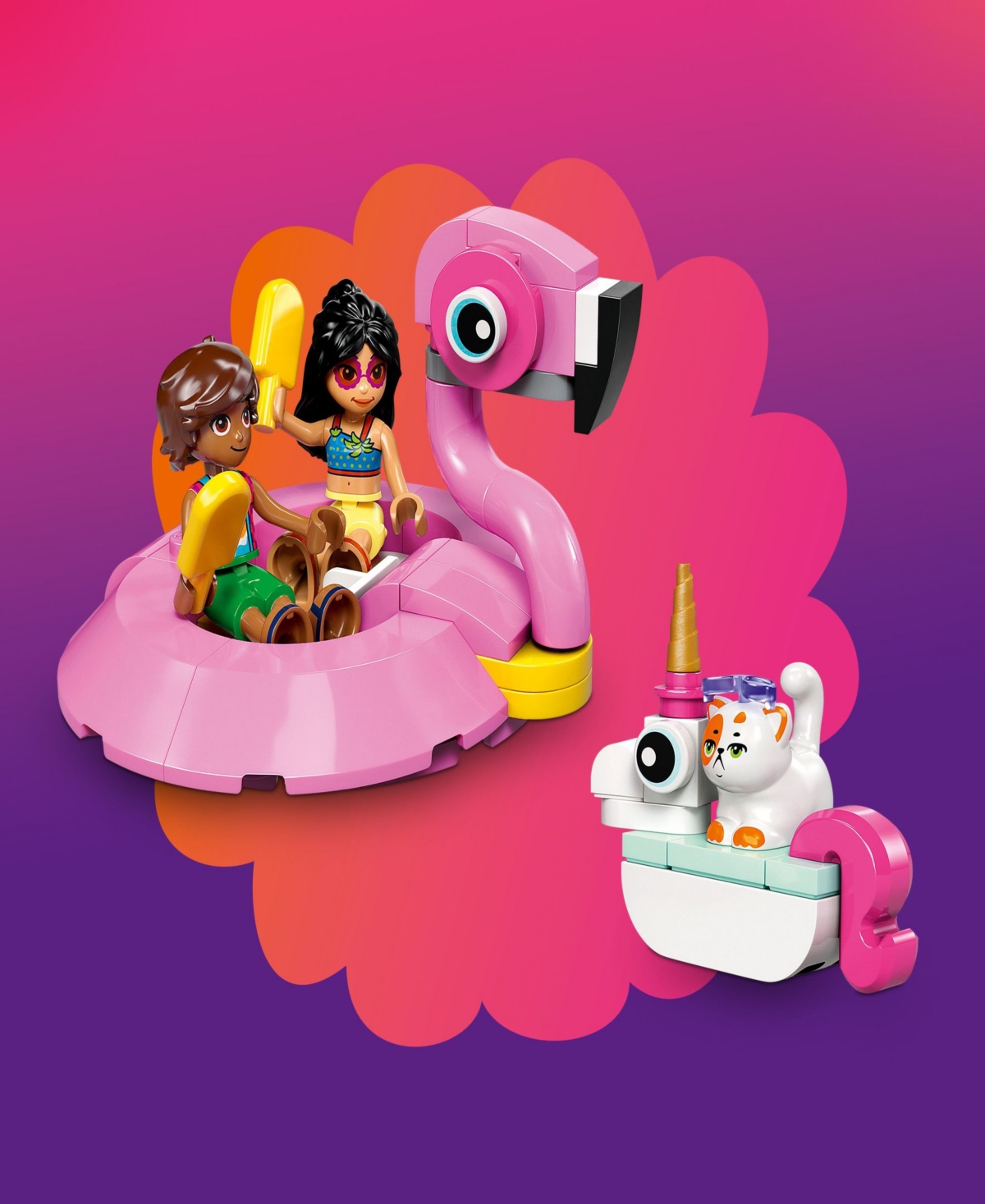 Lego Friends Unicorn Flamingo Pool Party 42658 Toy Building Set, 99 Pieces In Multi