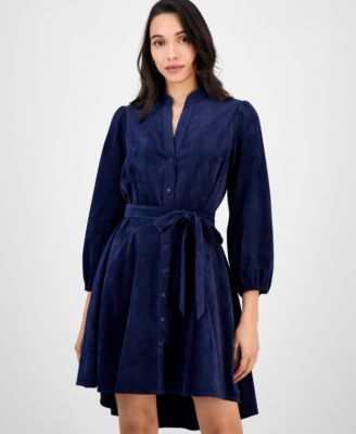 Petite Long-Sleeve Fit & Flare Shirtdress