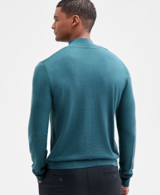 Men's Long Sleeve Textured Quarter-Zip Sweater, Macy's Exclusive