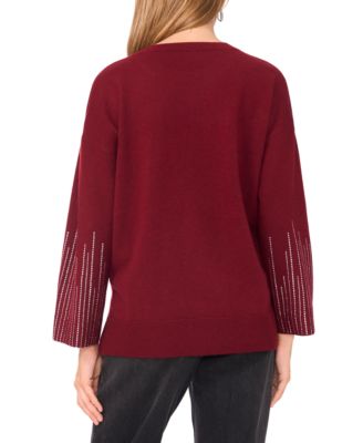 Women's Crewneck Rhinestone Long-Sleeve Sweater