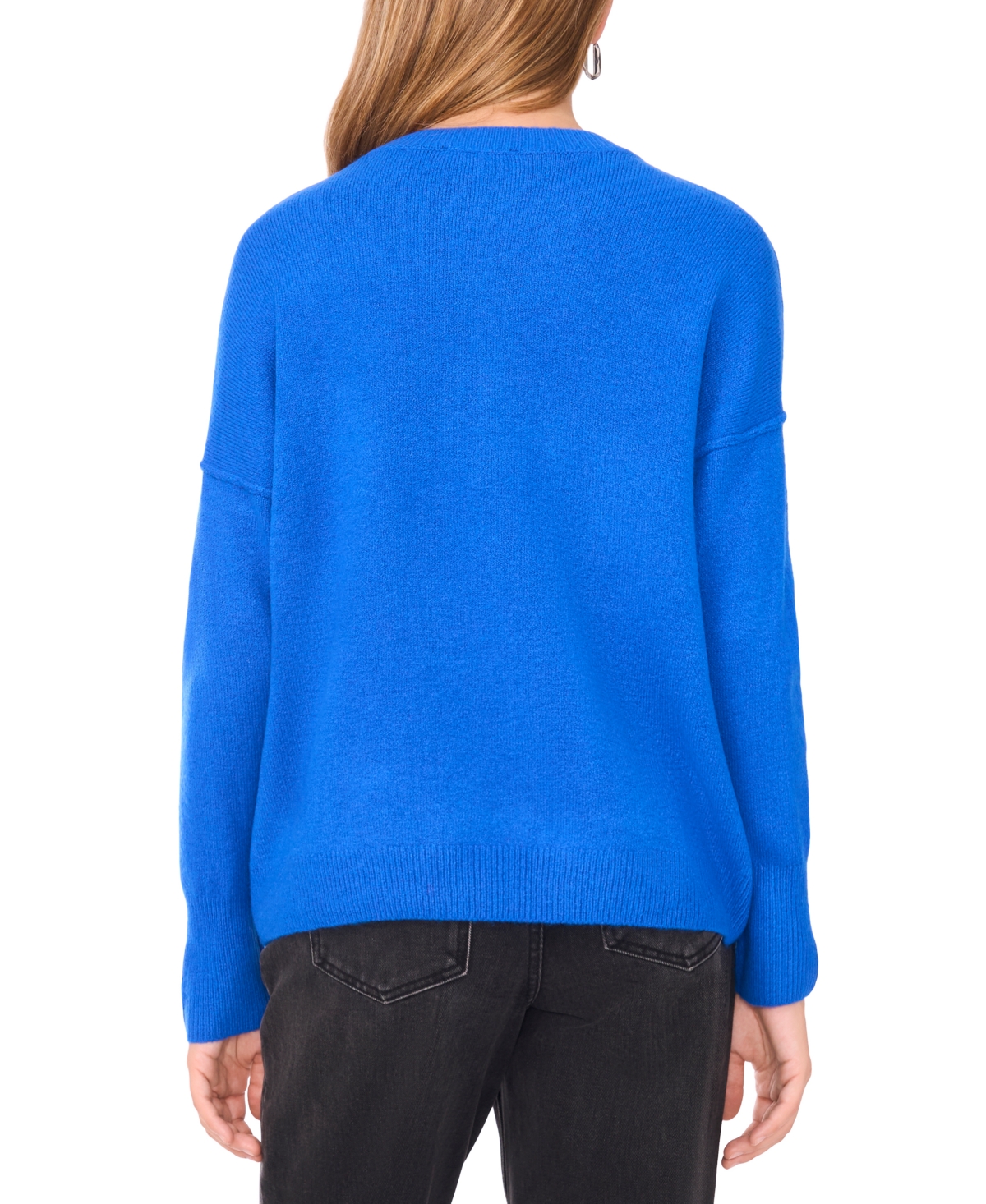 Sam & Jess Women's Embellished Pearl Crewneck Sweater In Blue