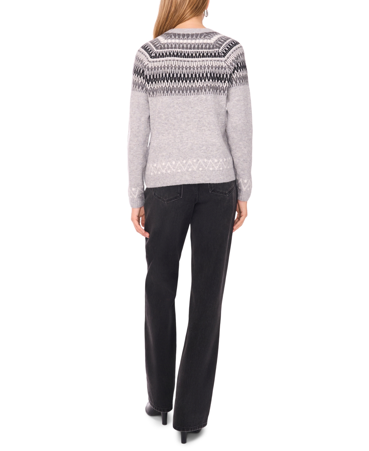 Sam & Jess Women's Cozy Fairisle Sweater In Gray