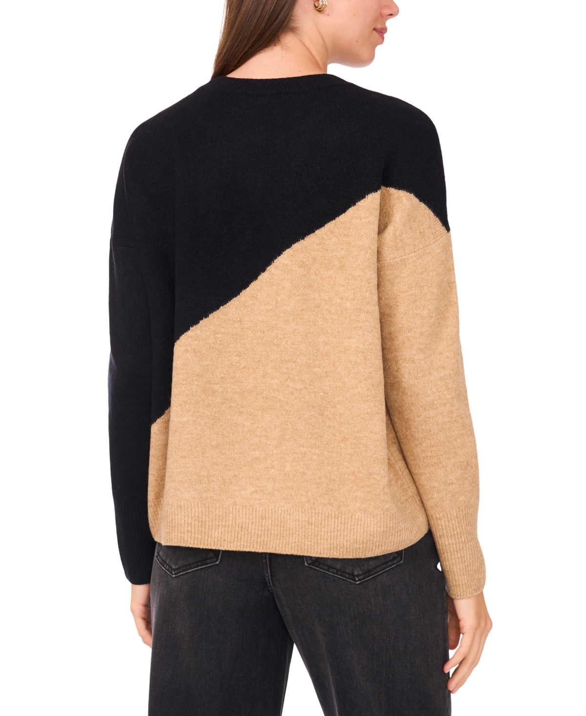 Sam & Jess Women's Vertical Colorblock Sweater In Brown