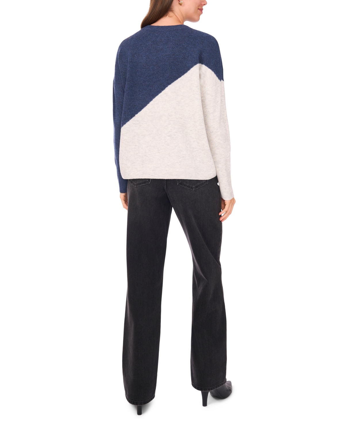 Sam & Jess Women's Vertical Colorblock Sweater In Blue