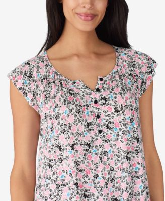 Women's Keyhole Neck Short Flutter Sleeve Chemise