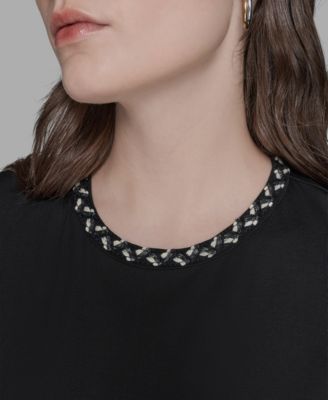 Women's Ruffle Trim Knit Short Sleeve Dress