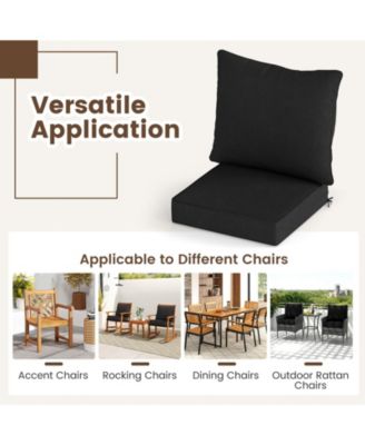 Indoor/Outdoor Deep Seat Chair Cushion Pads Set with Rope Belts