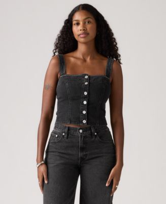 トップス Richmond denim tanktop Light Wash Ruched Denim Tent Style Tank Top | Lime Lush Boutique