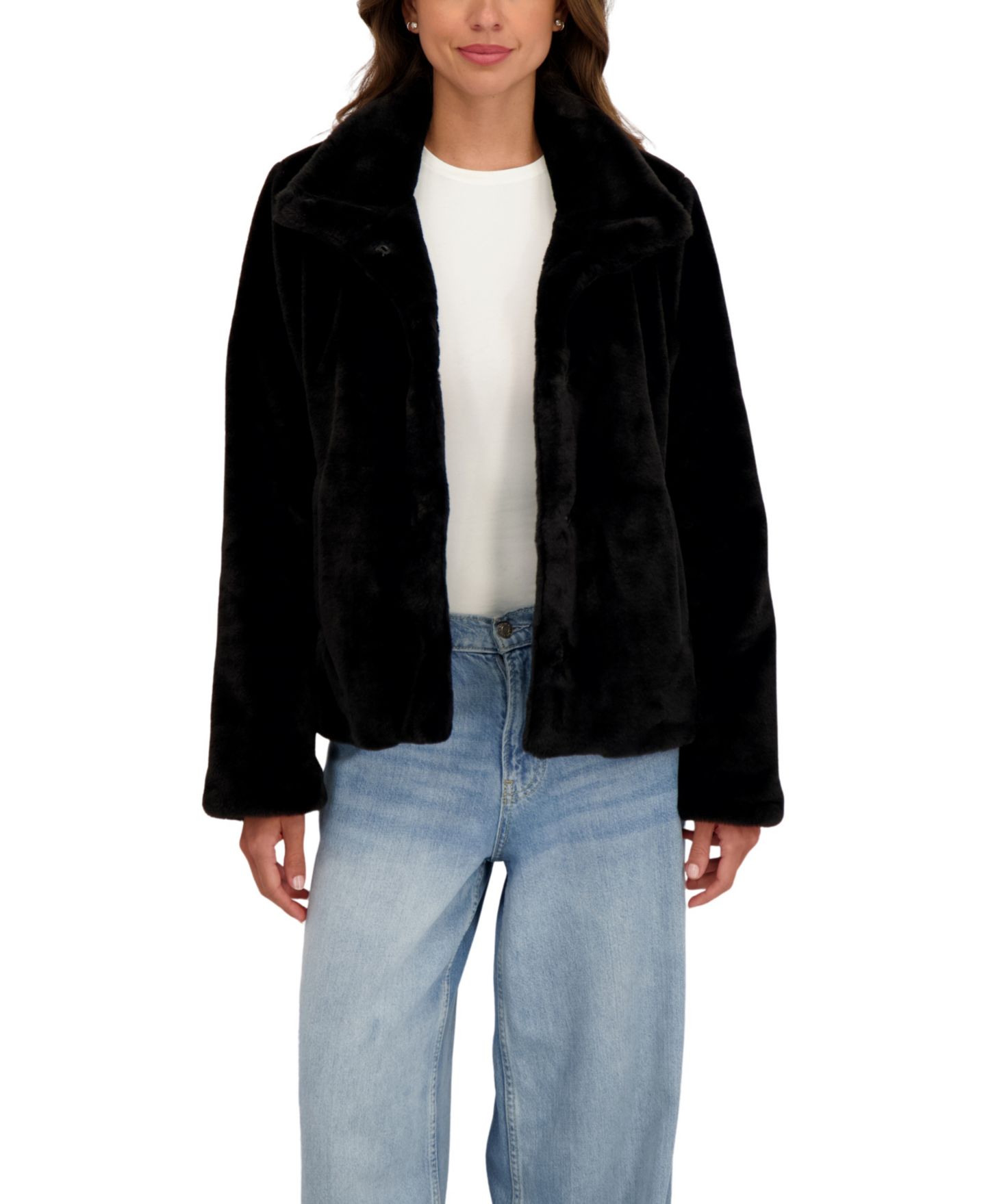 Женская куртка Sebby Collection Short Faux Fur, цвет: Чёрный — фото 3
