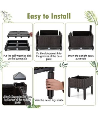 4 PCS Elevated Plastic Raised Garden Bed Planter Kit