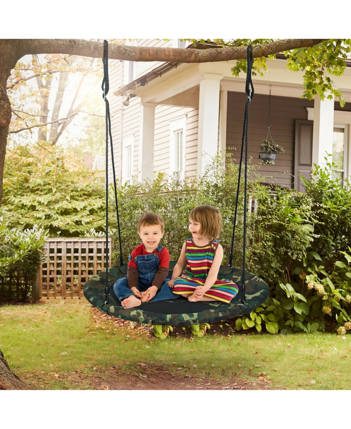 Akiudex Adjustable Round Tree Swing for Kids with 330 lbs Weight Capacity