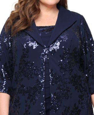 Plus Size Short Stretch Scuba Crepe 3/4-Sleeve Jacket Dress