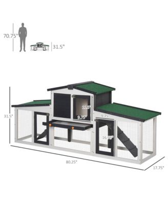 Large Rabbit Hutch with Double Runs, Wooden Guinea Pig Cage,