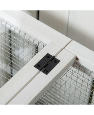 Wooden Rabbit Hutch with Wheels for Small Animals, Guinea Pig,