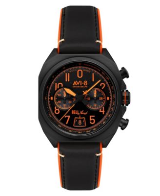 Men's Bell X-1 Black Leather Strap Watch, 41mm