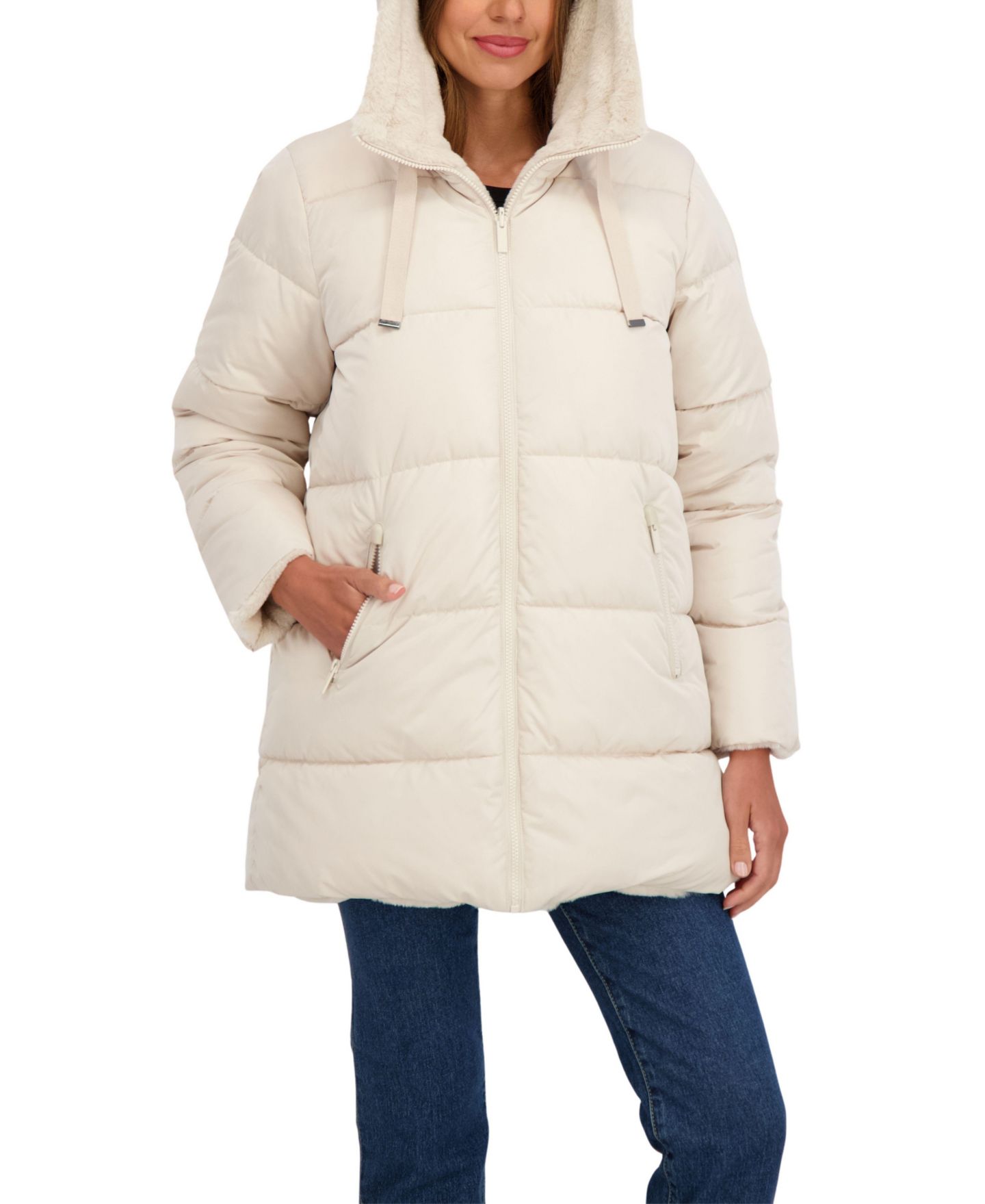 Женская куртка Sebby Collection 3/4 Reversible Puffer, цвет: Бежевый — фото 5