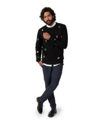 Christmas Sweater for Men - X- Mas Icons - Black - With Stylish Christmas Icons - Long Sleeve - Crew Neck