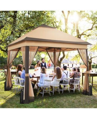 11x11ft Pop-Up Gazebo Tent with Four Mesh Sidewalls