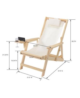 Canvas Sling Chairs With Cup And Wine Holder And End Table