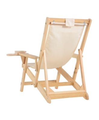 Canvas Sling Chair With Cup And Wine Holder And End Table