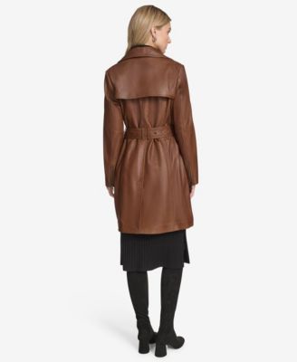Women's Jacqui Moto Style Leather Trench Coat
