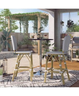 Adino Aluminum Woven Seat Patio Bar Chair (Set of 2)