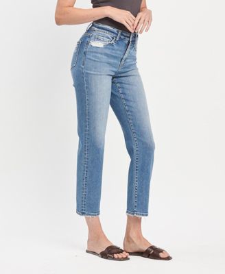 Women's High Rise Tapered Ankle Straight Jeans