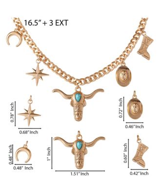 Western Charm Necklace in Gold-Tone with Turquoise Accent