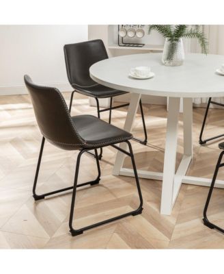 Varna 5-Pc Round Dining Set, Trestle Dining Table with 4 Chairs, Antique Gray