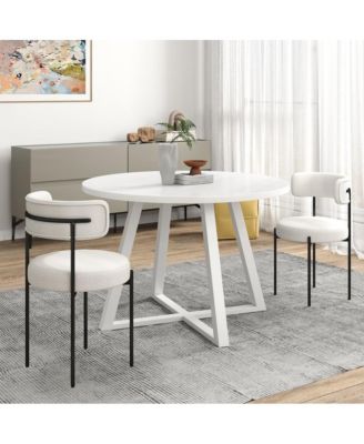 Durban 5-Pc Round Dining Set, Trestle Dining Table with 4 Boucle Chairs