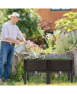 Elevated Plastic Raised Garden Bed Planter Kit Set of 2