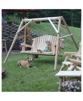 6' ADA Log Picnic Table  Attached Benches