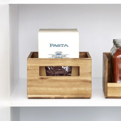 Acacia Wood Pantry Bin with Handles - Set of 4 - Natural
