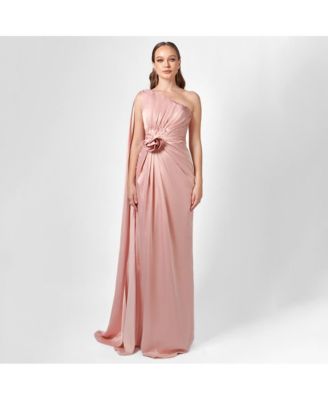 Justine One Shoulder Cape Gown