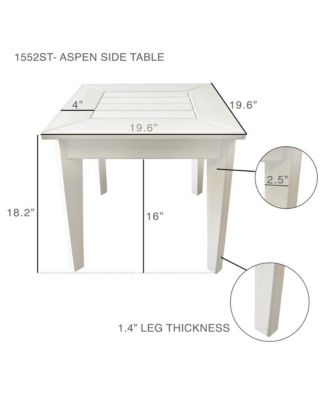 Aspen 18.2"" HDPE Outdoor Side Table, White